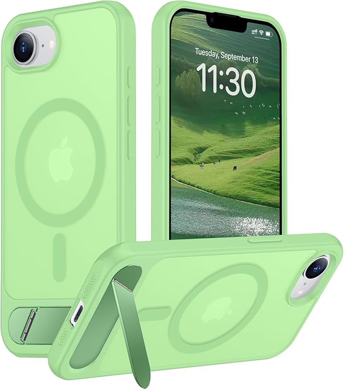 Magnetic Compatible with iPhone 16E Case, [Built-in Invisible Kickstand][Compatible with MagSafe][Military Grade Shockproof] Slim Translucent Matte Case for iPhone 16E 6.1" 2025