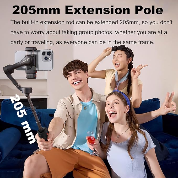Hohem iSteady V3 Ultra Gimbal Stabilizer for iPhone Android Smartphone,Phone Gimbal with AI Tracking,Fill Light,Detachable Touchscreen Remote,Phone Stabilizer for Video Recording,YouTube Travel(White)