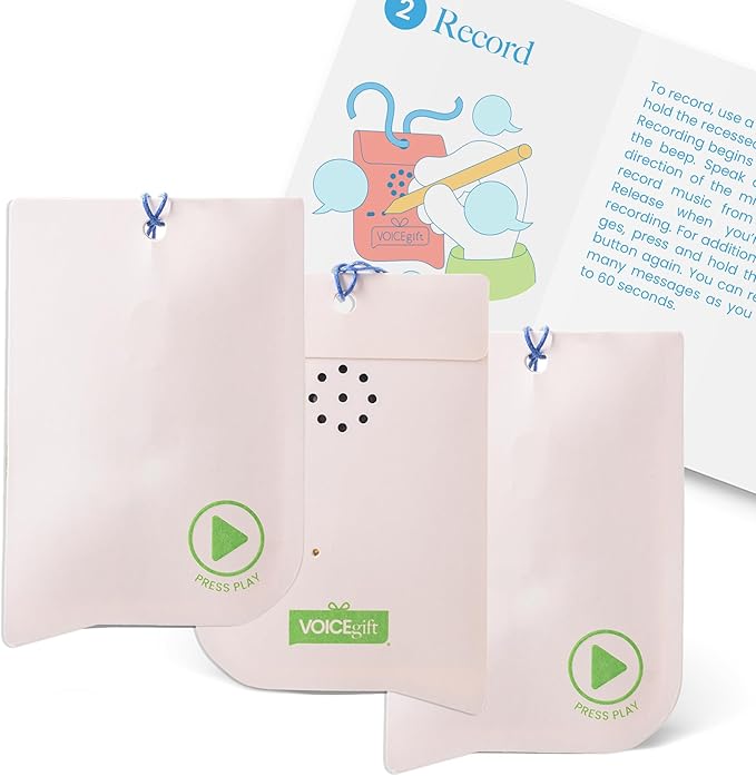 VOICEGIFT 60-Second Audio Recorders for Gift, Back to School Voice Recordable GiftTags for Teachers & Students | Seashell | 3 Pack