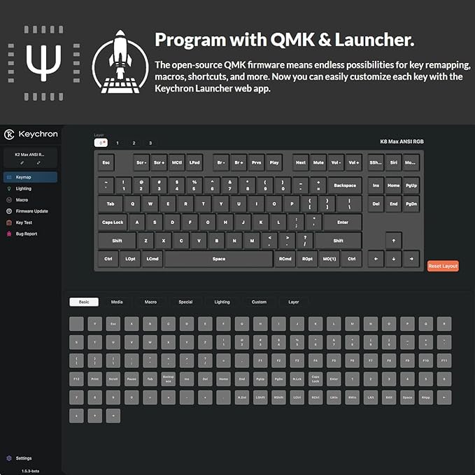 Keychron K8 Max QMK Wireless Custom Mechanical Keyboard, TKL 80% Layout Bluetooth/2.4G/USB-C Programmable, RGB Backlit Hot Swappable Super Red Switch NKRO for Mac/Windows/Linux