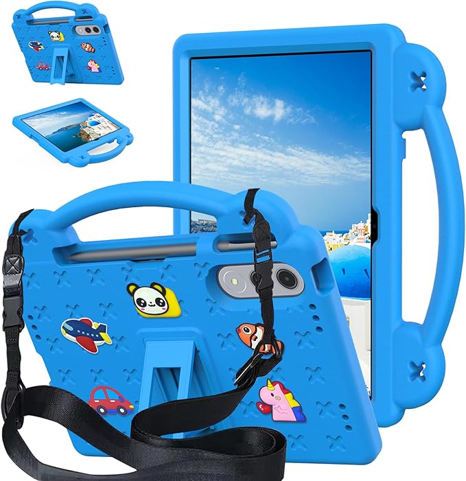 AKABEILA Compatible with Lenovo xiaoxin pad pro GT 11.1 inch TB-710FU (2025) Tablet Case, Lightweight Shockproof Protective Case with Shoulder Strap & Stand Handle for Girl Kid Gift Sky Blue