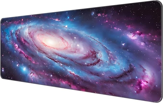 Thin Extended Gaming Mouse Pad （31.5 * 11.8 * 0.08 inch） with Stitched Edges Large Mousepad Long XXL Keyboard and Mouse pad Desk Mat for Gaming Office & Home - Spiral Galaxy
