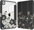 May Chen for iPad Pro 13 Inch Case M5 2025 / M4 2024, Built Pencil Holder & Clear Transparent Print Back Shell Slim Stand Shockproof Tablet Cover, Auto Wake/Sleep, Abstract Floral