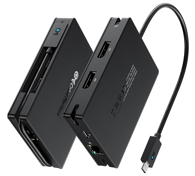 Cable Matters 8-in-1 Portable 40Gbps USB4 Hub (USB 4 Dock) Dual DisplayPort 4K@60Hz, Single DP 4K@240Hz/8K@60Hz, 100W PD, Gigabit Ethernet, Limited macOS Display Support, Thunderbolt 4 Compatible