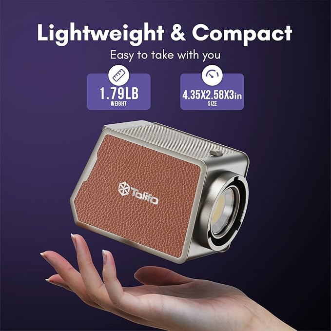 Tolifo 100W RGB LED Video Light with 18000mAh Battery, Portable 360° Full Color Studio Lights, COB Continuous Output for Creative Photography Lighting/Video Recording, 2700K-6500K CRI97+ 20 Effects