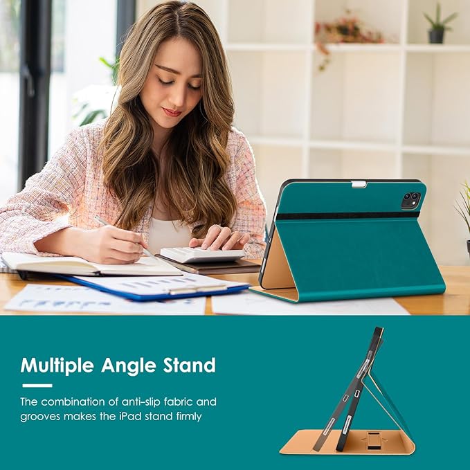 VIKESI Case for iPad Air 13 inch (M4) 2026 / (M3) 2025 / (M2) 2024,Premium Leather Folio,Apple Pencil Holder,Auto Sleep/Wake,Stand Cover - Green