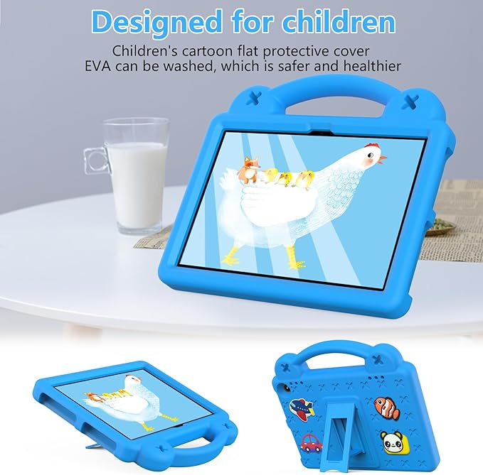 AKABEILA Compatible with Amazon Fire HD 8/HD 8 Plus (2020/2022)/Fire HD 8 2024 Tablet Case, Kids Friendly Universal Lightweight Shockproof Protective Case with Shoulder Strap & Stand Handle Sky Blue