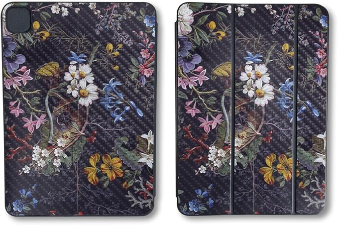 Carbon Fiber Skin Compatible with Apple Smart Folio for iPad Pro 11-inch (M4/M5) 2025 - Midnight Blossom - Premium 3M Vinyl Protective Wrap Decal Cover | Crafted in The USA by MightySkins