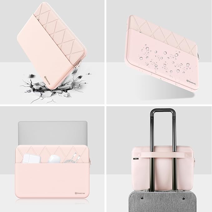 Smatree Laptop Sleeve for 13.3 inch ASUS Zenbook Flip 13 OLED UX363,Case with Accessory Pocket,YKK Zipper,Patented Shockproof Design,Pink(E454P)