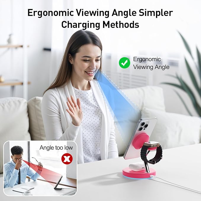 New 3 in 1 Charging Station for Apple Compatible with Magsafe Charger Stand for iPhone 17 16 15 14 13 12 Wireless Charging Station for AirPods Wireless Charger for iWatch Series