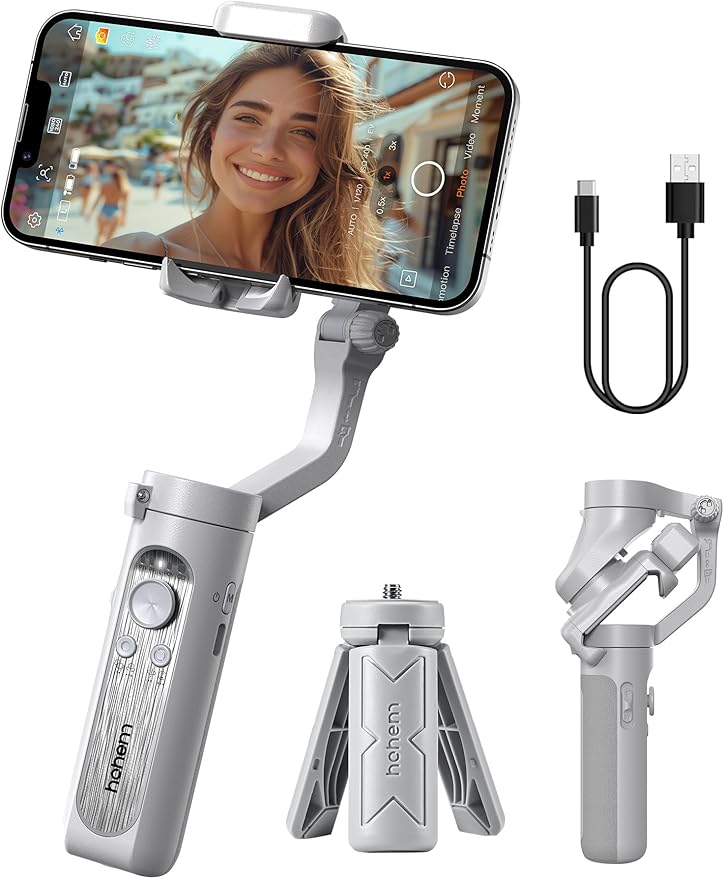 hohem iSteady XE Gimbal Stabilizer for Smartphone, 2023 3-Axis Phone Gimbal, Ultra-Light Foldable Stabilizer for Android and iPhone 14 Pro Max, One-Key Inception, Ideal for Travel Vlogging