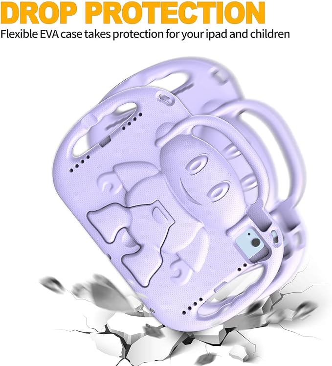 Kids Case for iPad 11th Generation (A16) 11" 2025 & 10th Gen 10.9" 2022 & iPad Air 11" 2025/2024 & Air 5th/4th Gen & Pro 11, Durable Protective Cover with Shoulder Strap Handle Stand, Lavender