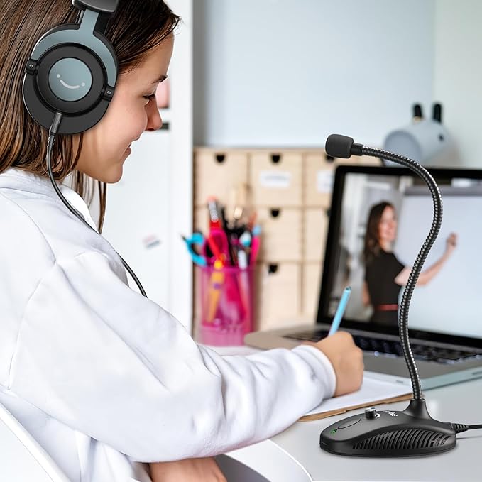 Fifine USB Computer Microphone, Plug &Play Desktop Condenser PC Laptop Mic,Mute Button with LED Indicator, Compatible with Windows/Mac, Ideal for YouTube,Zoom,Recording,Twitch Games(K054)