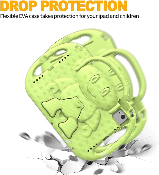 Kids Case for iPad 11th Generation (A16) 11" 2025 & 10th Gen 10.9" 2022 & iPad Air 11" 2025/2024 & Air 5th/4th Gen & Pro 11, Protective Cover with Shoulder Strap Handle Stand, Lime Green