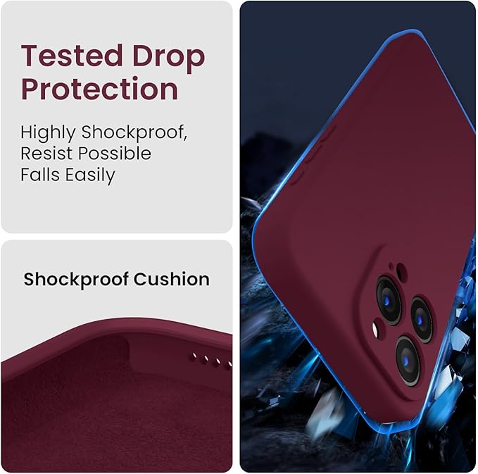 FireNova Designed for iPhone 16 Pro Case, Silicone Upgraded [Camera Protection] Phone Case, Soft Anti-Scratch Microfiber Lining Inside, 2024, Plum