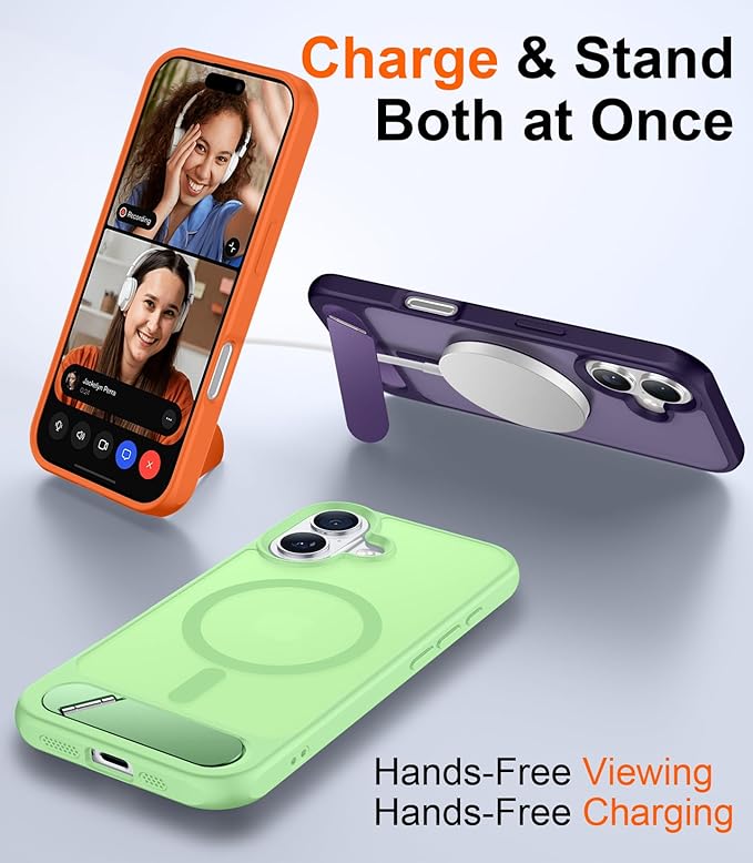 Magnetic Compatible with iPhone 16 Plus Case, [Built-in Invisible Kickstand][Compatible with MagSafe][Military Grade Shockproof] Slim Translucent Matte Phone Case for iPhone 16 Plus 6.7"