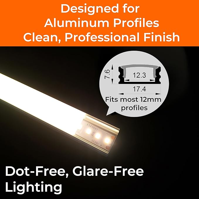 24V 2835 LED Strip Lights 2700K, 300+LM/FT, 16.4FT, UL Listed, CRI95, High Density 160LEDs/m Tape Light, Cuttable, Dimmable, VHB Equipped, for Pros, Bar, Restaurants Projects (NO Power Supply)