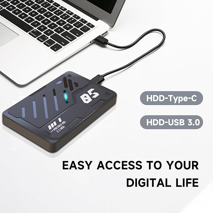 Ultra Slim Portable External Hard Drive USB 3.1 Type C HDD Storage for PC, Laptop, Mac, Xbox one, PS4, PS5 (250GB)