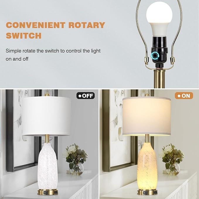 Rinweey 26" Modern Clear Glass Table Lamps Set of 2,Nightstand Lamp with USB A+C Ports & AC Outlet,Bedside Lamps with 3-Way Dimmable Touch Control Night Light for Bedroom Living Room(Bulbs Included)