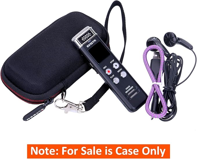 LTGEM Case Compatible with Digital Voice Recorder Voice Activated Recorder(Inside: 4.1"x2.1"x0.7"), Black+Grey