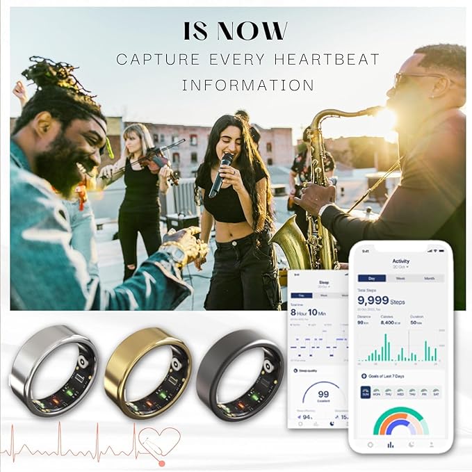 2026 Smart Ring for Women & Men Health Fitness Tracker for Daily Activity Workouts | Heart Rate Sleep Blood Oxygen Steps Cycle Monitoring Meditation | No Subscription Required (Black, #12)