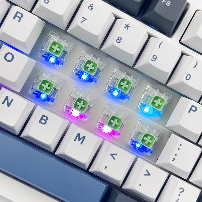 Kailh Box Jade Clicky Keyboard Switch,3-pin 50gf Pre-Lubed Dustproof Waterproof RGB SMD Key Switches for 3D Prints and Mechanical Gaming Keyboard(Box Jade,72pcs)