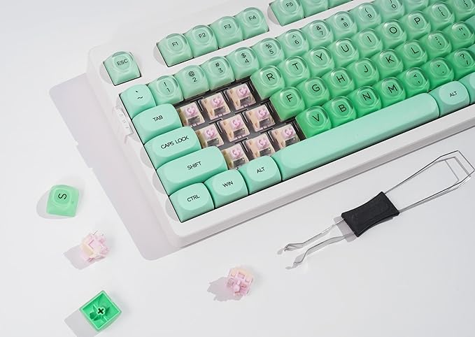 ZORNHER ZH980 Foundation Mechanical Keyboard,95% Green Creamy Keyboard with Number Pad,Girly Gaming Keyboard Full Size,Cute Jelly MOA Round Translucent Clear Keycaps,Creamy Sounding Linear Switches