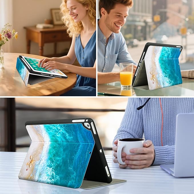Vimorco for iPad 6th/5th Generation Case 2018/2017, for iPad Air 2/Air Case 2014/2013, for iPad Cases 6th/5th Generation 9.7-inch Cover Pencil Holder/4 Viewing Stands/Typing Stand/Slim, Ocean Beach