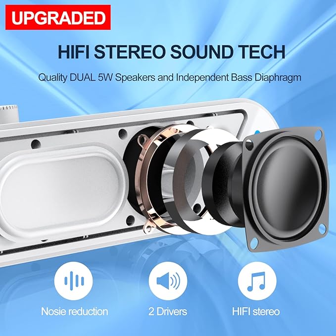 LENRUE Computer Speakers,Wired USB-Powered PC Speakers with 10W Stereo Sound,Sound-bar Speakers for PC Desktop Computer Laptop Monitor (AUX-White)