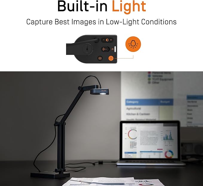 IPEVO V4K PRO 120 4K USB Document Camera, 120-degree FOV Lens, Sony CMOS Sensor, Swift Autofocus, AI Noise Reduction, Webcam, USB Plug and Play, Video Conferencing, Streaming, Work from Home