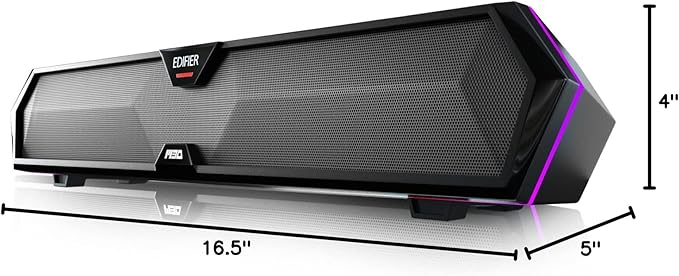 Edifier MG300 Computer Sound Bar: Loud Speakers with Deep Bass - Switch RGB Built-in Microphone for Gaming Speakers Wireless Bluetooth 5.3 & USB Adapter PC Sound Bar for Desktop