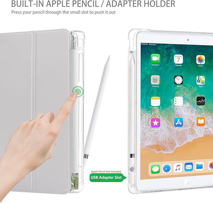 Case for iPad 9th/8th/7th Generation, Case for iPad 9th Generation 10.2 Inch with Pencil Holder, cases for iPad 8th Generation Tri-fold Cover Multi-Angle View Adjustable Stand Auto Wake/Sleep, Flowers
