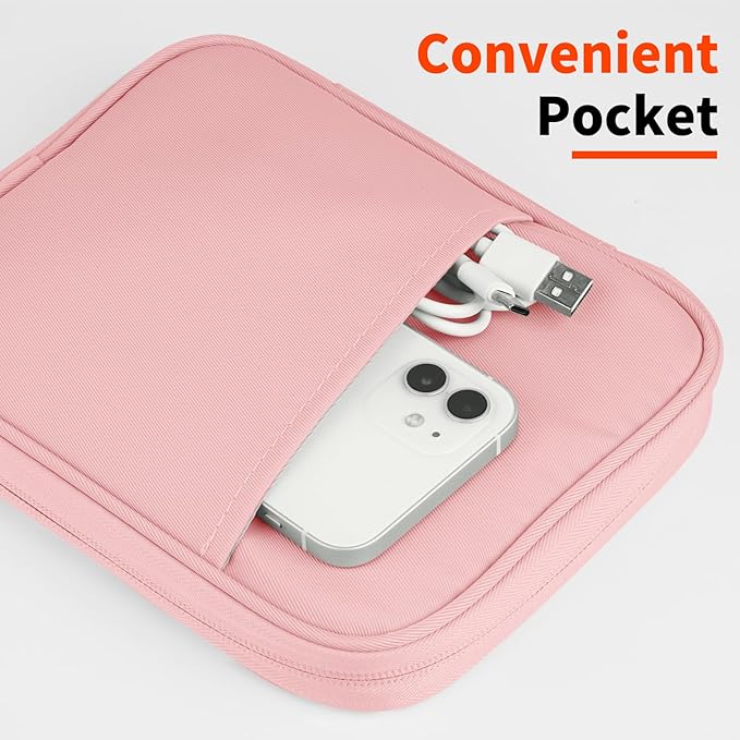 HoYiXi Universal Sleeve for 7-8 inch Tablet Fire HD 8/Fire HD 8 Plus Compatible iPad mini (6th Gen) 8.3" 2021, iPad mini 5/4/3/2/1, Tab A8, 7"-8" inch Android Tablet Sleeve Case-Pink