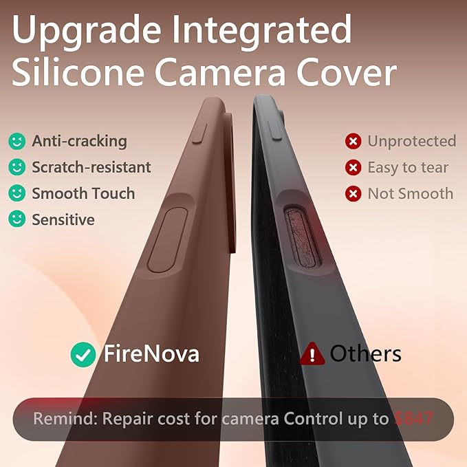 FireNova Magnetic for iPhone Air Case, Compatible with MagSafe, [Integrated Silicone Camera Control Button] [Camera Protection] Microfiber Lining Phone Case for iPhone 17 Air, 6.5", Light Brown