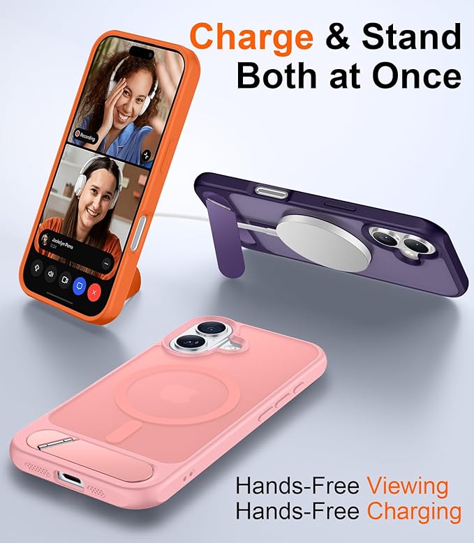 Magnetic Compatible with iPhone 16 Plus Case, [Built-in Invisible Kickstand][Compatible with MagSafe][Military Grade Shockproof] Slim Translucent Matte Phone Case for iPhone 16 Plus 6.7"