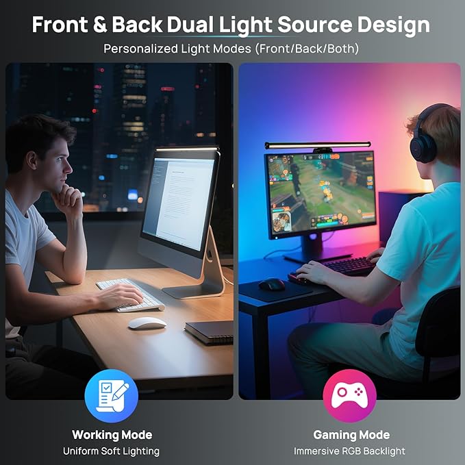 Hive Vibes 17" Smart Monitor Light Bar with RGB Backlight, Wireless Remote and App Control, Multiple Temperatures, Stepless Dimming, Eye Care, Anti-Glare Desk Lamp for Home, Office and Gaming