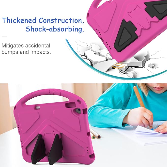 Kids Case for iPad 9th/8th/7th Gen & iPad Air 3rd Gen 10.5" & iPad Pro 10.5 Case, Techcircle Shockproof EVA Foam Rugged Handle Stand Anti-Slip Grip Lightweight Protective Case w/Pencil Holder, Rose