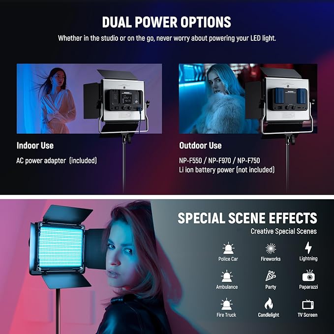 NEEWER Upgraded RGB LED Studio Video Light with Tripod Stand, App Control 50W 7000Lx CRI97+ 3200-5600K Dimmable Panel Key Lighting Kit for Game Streaming YouTube Recording Photography, RGB660 PRO II