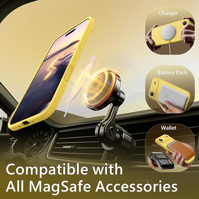 FireNova Magnetic for iPhone Air Case, Compatible with MagSafe, [Integrated Silicone Camera Control Button] [Camera Protection] Microfiber Lining Phone Case for iPhone 17 Air, 6.5", Yellow