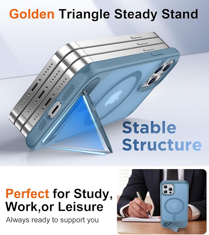 Magnetic Compatible with iPhone 12 Pro Max Case, [Built-in Invisible Kickstand][Compatible with MagSafe][Military Grade Shockproof] Slim Translucent Matte Phone Case for iPhone 12 Pro Max 6.7"