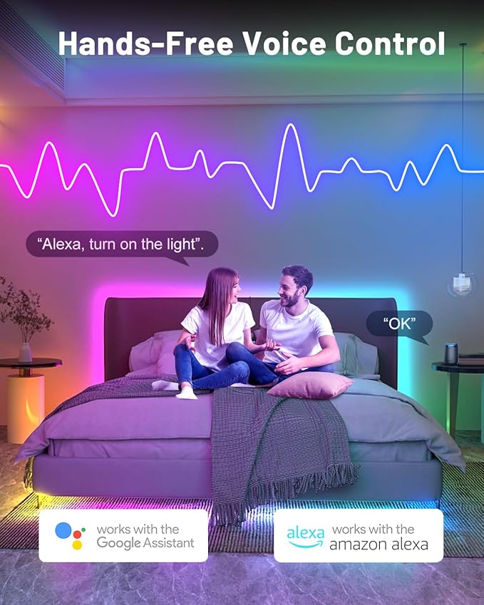 Neon Rope Lights, 16.4ft Smart RGB+IC LED Strip Lights with App & Remote Control, IP67 Waterproof Flexible Neon String Lights for Bedroom, Music Sync, DIY Multiple Modes for Wall Gaming Christmas Home