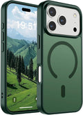 SUPFINE Magnetic for iPhone 17 Pro Case (Compatible with MagSafe)(Military Grade Drop Protection) Translucent Matte Shockproof with Anti-Fingerprint Phone Cover,Forest Green
