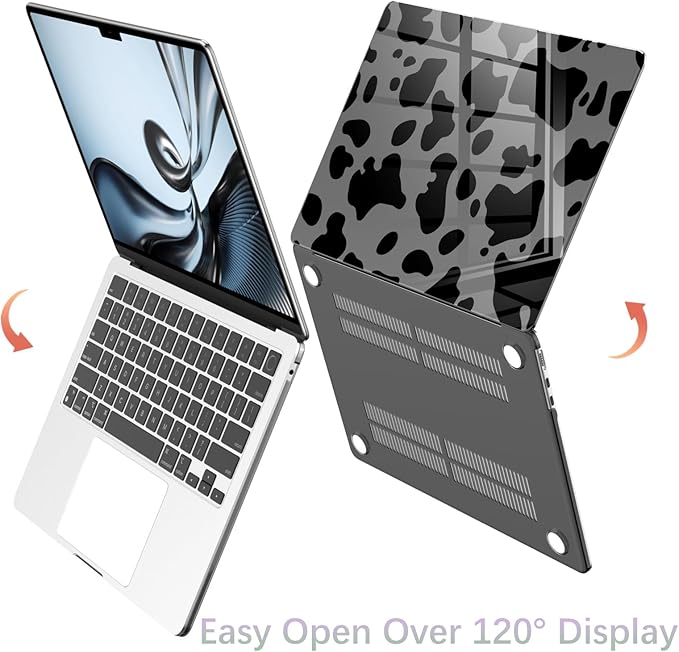Compatible with MacBook Air 13 inch Case M1 A2337 A2179 A1932 2022 2021 2020 2019 Release, Cute Cow Pattern Protective Hard Shell Clear Black Cover for MacBook Air 13.3 inch