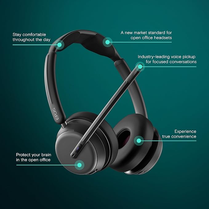 EPOS Impact 1061T ANC - Premium Open Office Headset with Hybrid Adaptive ANC, EPOS AI™ Microphone Technology, and Multipoint Connectivity