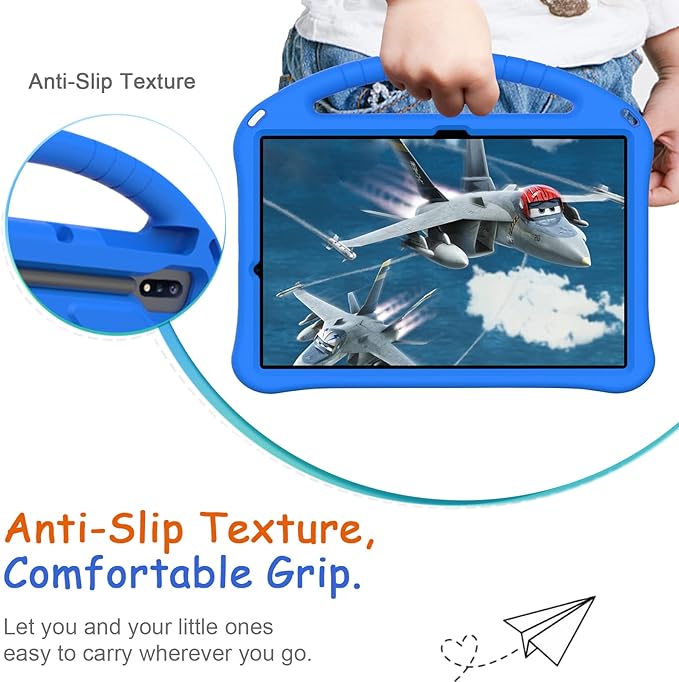 Kids Case for Samsung Galaxy Tab S10 Lite/S10 FE/S9 FE 10.9"/Tab S9/S8/S7 11", Techcircle Light Weight Shock Proof EVA Foam Handle Rugged Stand Protective Case, Blue