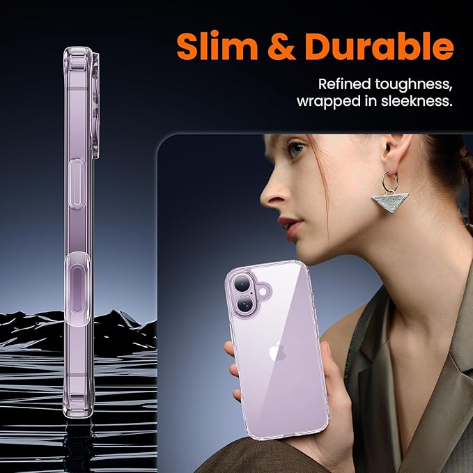 toushion 3 in 1 for iPhone 17 Case Clear,Yellowing-Resistant Acrylic Back, Screen Protector *1 & Camera Lens Protector*1, Shockproof for Phone Cover 6.3 inch