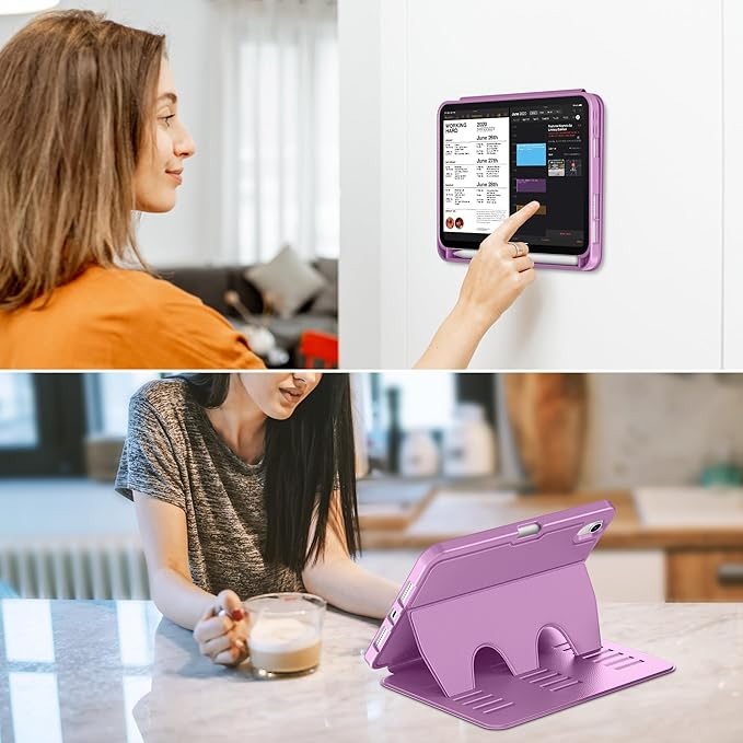VIKESI Case for iPad mini 7 (A17 Pro) and iPad mini 6,Multiple Angles Magnetic Stand Cover,Shockproof Soft Back,Pencil Holder,and Auto Sleep/Wake,Purple