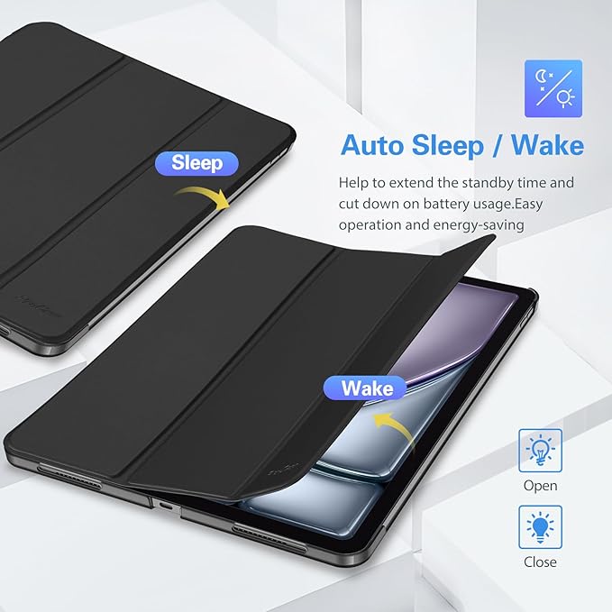 ProCase Smart Case for iPad Pro 12.9 2022/2021/2020/2018, Slim Stand Hard Back Shell Smart Cover for iPad Pro 12.9" 6th Gen/5th Gen/4th Gen/3rd Gen -Shadowblack