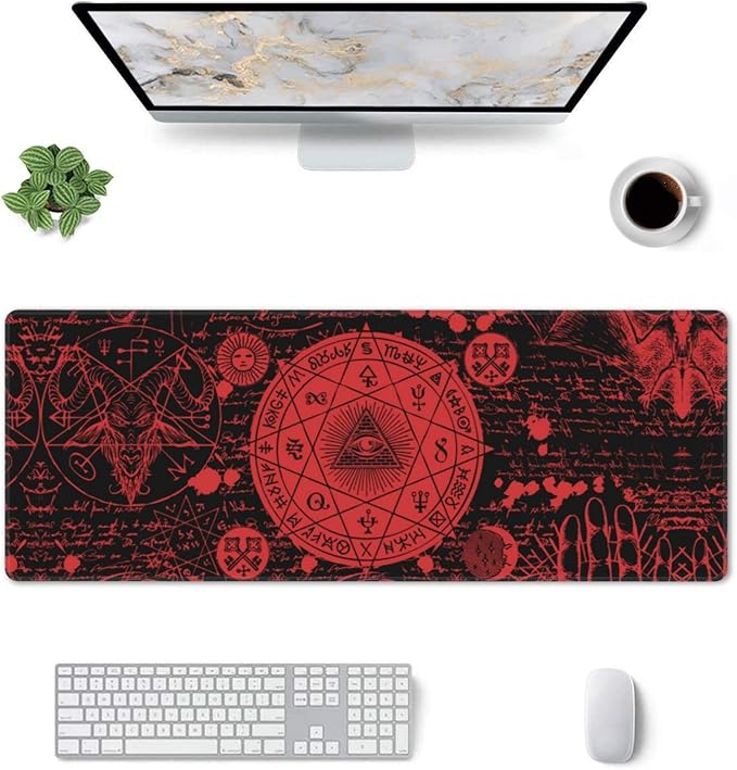 Vintage Mystic Goth Witchy Mouse Pad Extended Large Gaming Mouse Pad XL Oversized Desk Pad Stitched Edges 31.5 X 11.8 Inch
