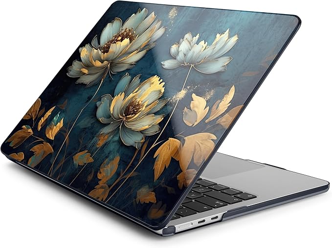 Batianda Premium Case for New MacBook Air 15 inch with M5 M4 M3 M2 Chip 2026 2025 2024 2023 Release, Designed Ultra-Slim Hardshell & Keyboard Cover & Screen Protector 4-in-1 Bundle, Blooming Flowers